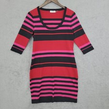 Calvin Klein Womens Striped Knit Dress Red & Pink Size M 21CT