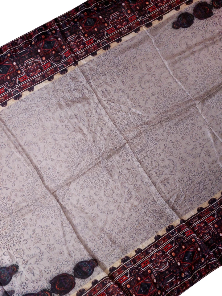 Bufanda étnica Dupatta de seda satinada estampada india vintage, envoltura boho | Ligera Foto 3 de 4