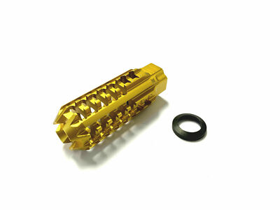 Aluminum Skeleton Muzzle Brake Compensator 1/2x28 TPI For .22LR Free Washer Gold