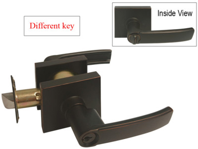 Oil Rubbed Bronze Door Handle Lever Square Base Knobs Privacy Key Locks Lock