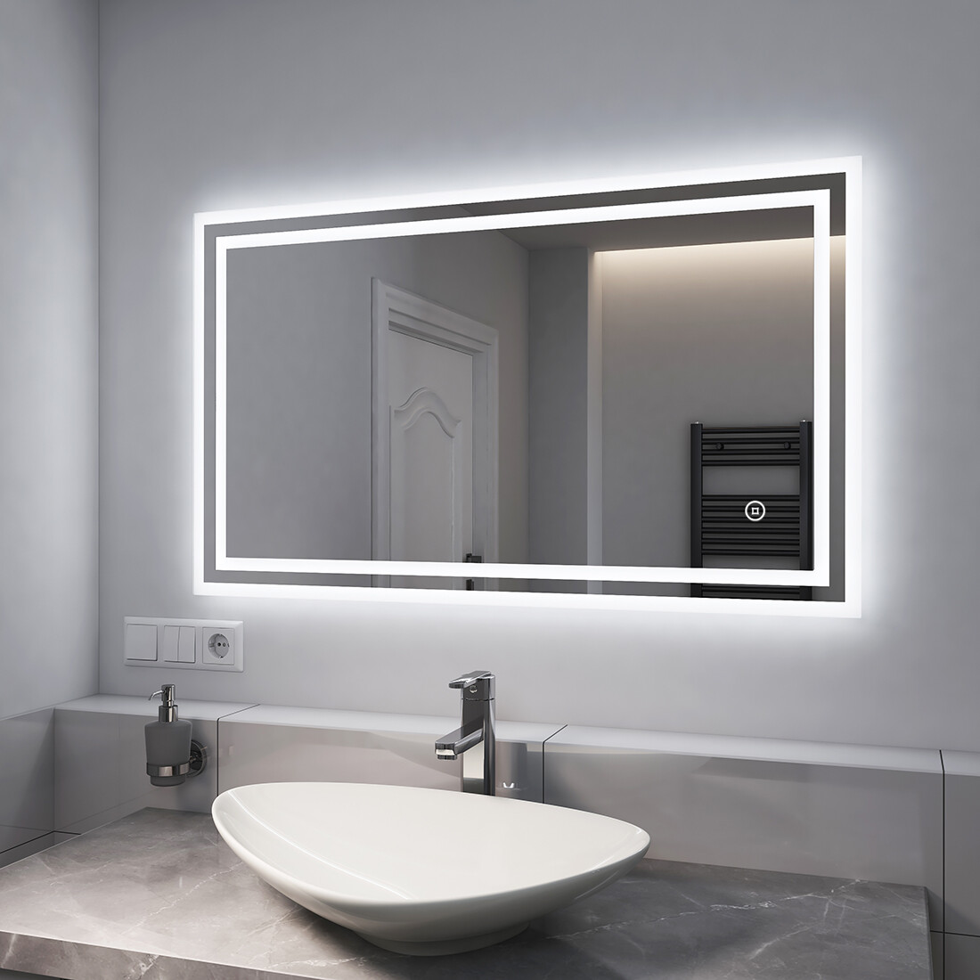 LED Badspiegel Mit 60x50 80x60 90x70 Beleuchtung Lichtspiegel Touch