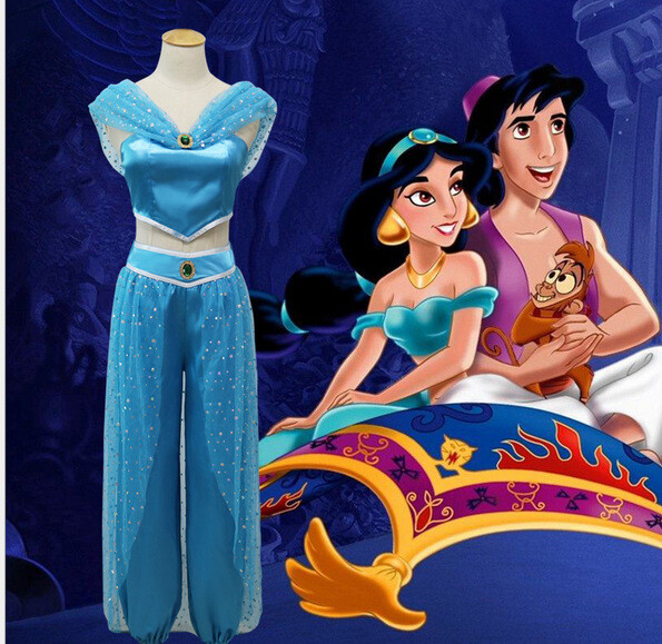 2019 Princess Jasmine Costume Halloween Cosplay Fancy Dress Deluxe Women Suit
