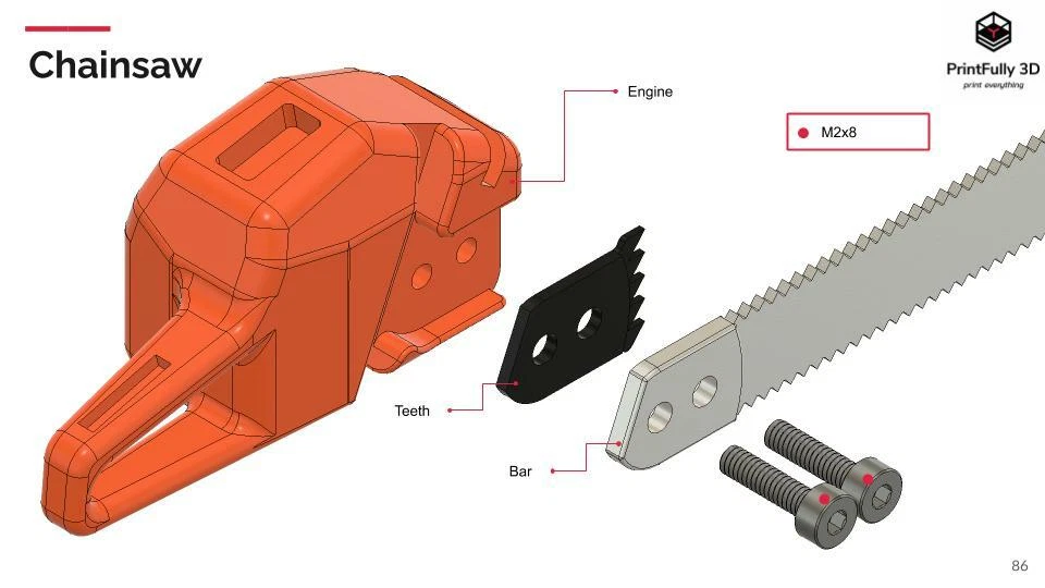 PrintFully3D 1/10 Scale Gas Fuel Chainsaw 3D Printed Crawler Accessories Trial - Image 4 of 4