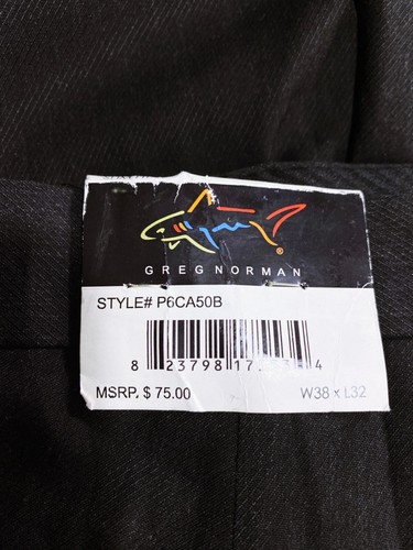 Greg Norman Mens Pants Size 38x32 Black Flat Front Mid-Rise Pockets - Picture 8 of 9