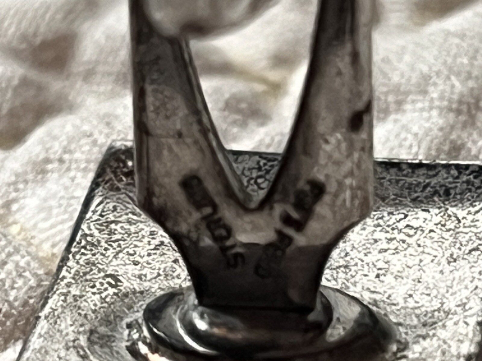 Vintage Sterling Silver Brushed Rectangular Bulle… - image 9