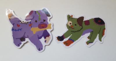 Ooak Rd357 Ebay Stickers Frankenstein Kitten & Puppy Stickers Vinyl Collectible OOAK | eBay