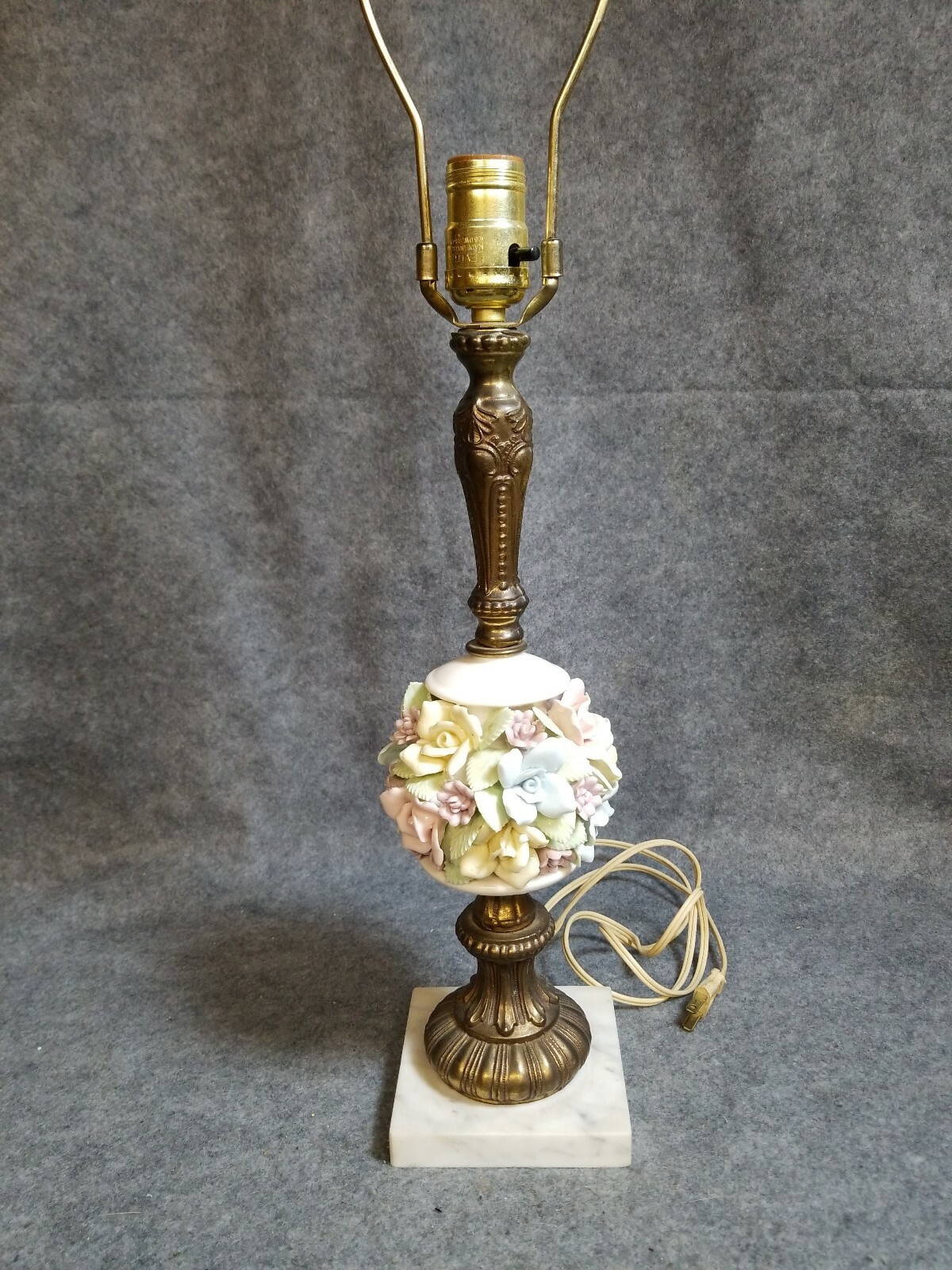 Vintage Porcelain Flower Lamp with Marble Base, Made in Italy eBay