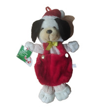 Stuff A Stocking Christmas Puppet Wit Front Pocket White & Red Puppy 15”
