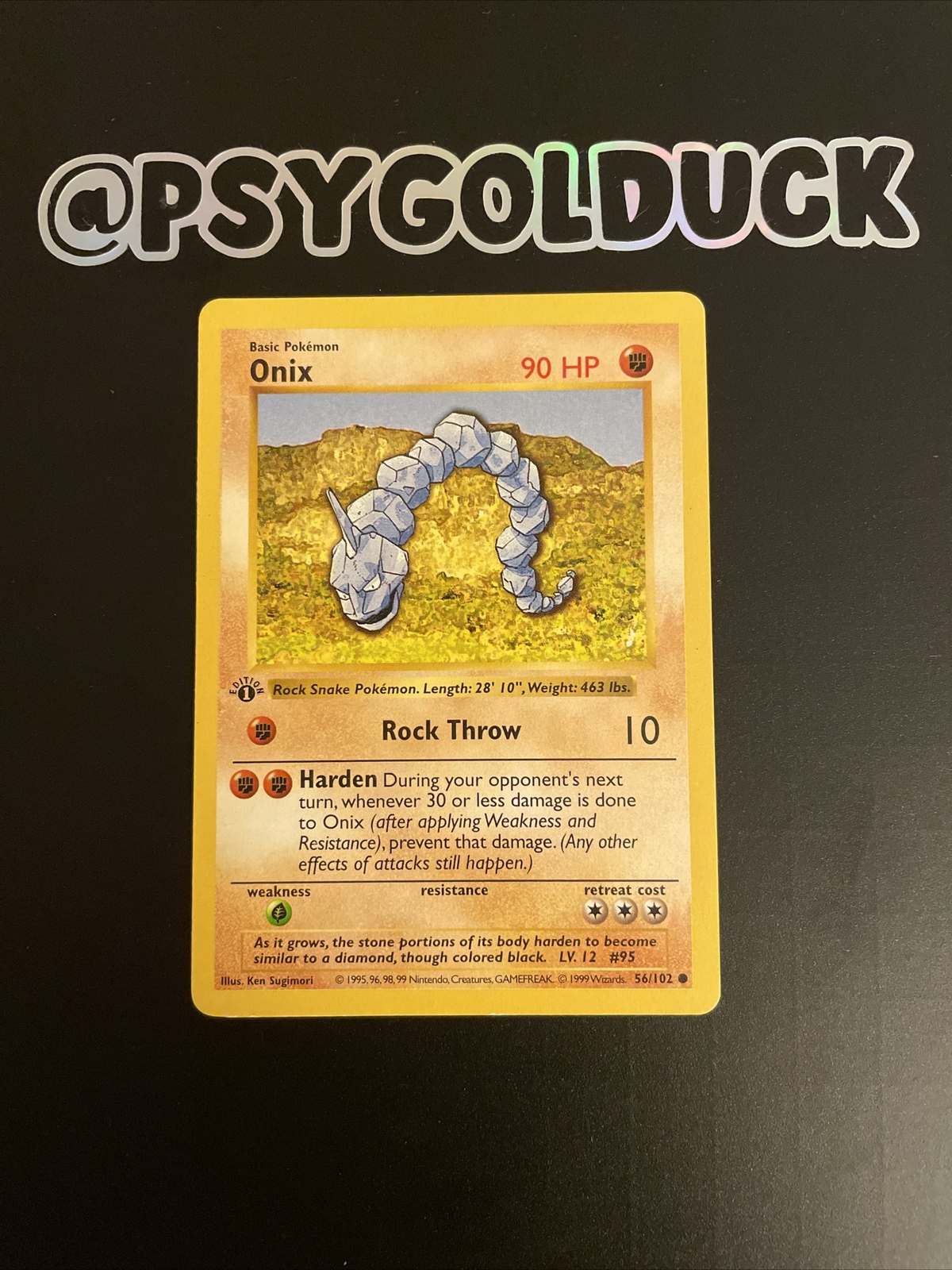 Onix 56/102 1st Edition Shadowless Base English 1999 Pokémon WOTC EXCELLENT E20