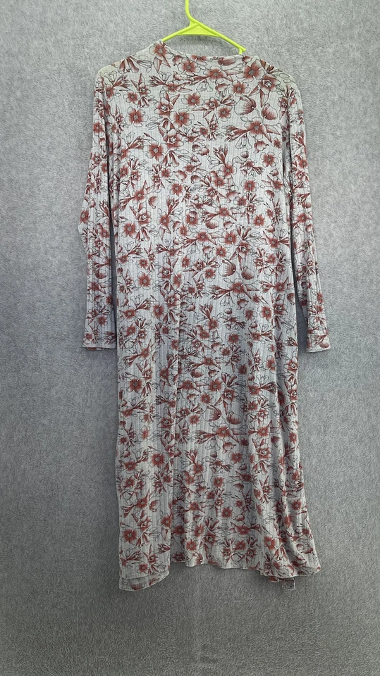 Cárdigan largo para mujer Lularoe manga larga gris floral acanalado talla mediana Foto 2 de 4
