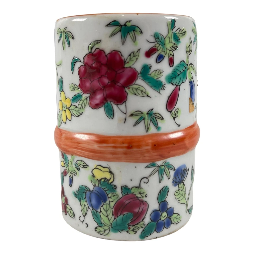 Cepillo para maceta firmado porcelana período República de China familia Qianlong Foto 4 de 4