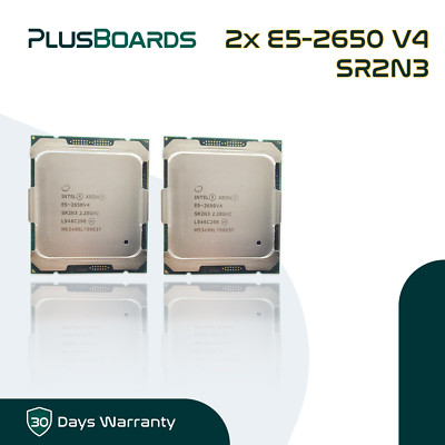 Lot of 2 Intel Xeon E5-2650 V4 2.2GHz 12 Core LGA 2011-3 CPU Server Processor