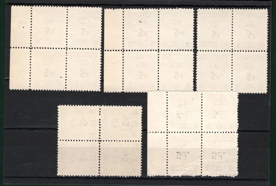 RHODESIA RAILWAYS 5d paquetes 5 bloques de 4 ZD CB EP KP CBJ sobreimpresiones UMM SS3408 Foto 2 de 4