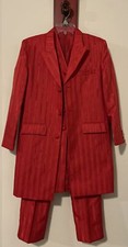 Vitaliano Teen Boy Sz 16 Red Striped Formal Tuxedo Set - Jacket Vest Pant A6764
