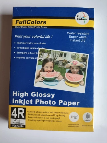 Full Colours Inkjet Photo Paper 4" X 6" 50 Sheets
