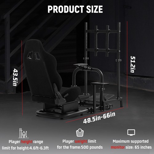 Dardoo Racing Sim Cockpit Ständer/Sitz/TV einstellbar Fit für Logitech G923 G29 - Bild 34 von 38