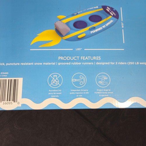 FUNBOY BARK Barkin Blue Rocket Snow Sled Luxury Inflatable Winter Sled. - Picture 12 of 13