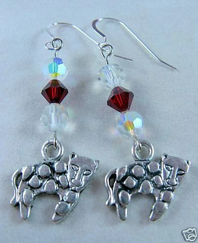 Artisan Swarovski Crystal Bead Cat Earrings CAT RESCUE eBay