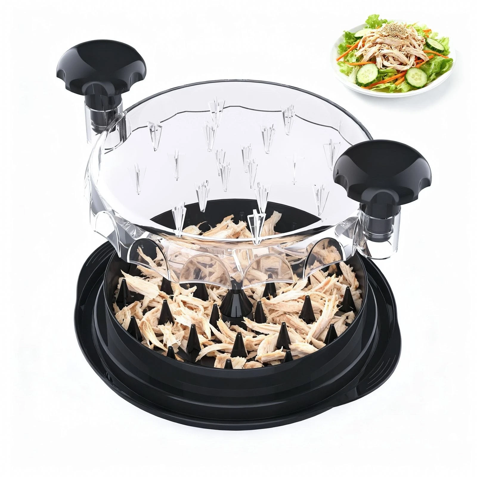 RAINBEAN Chicken Shredder, Transparent Lid Meat Shredder Tool Twist for Black