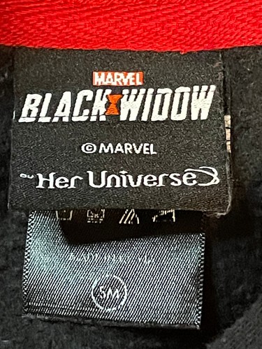 Womens Her Universe Hot Topic Marvel Avengers Black Widow Cropped Hoodie Small - Picture 3 of 5