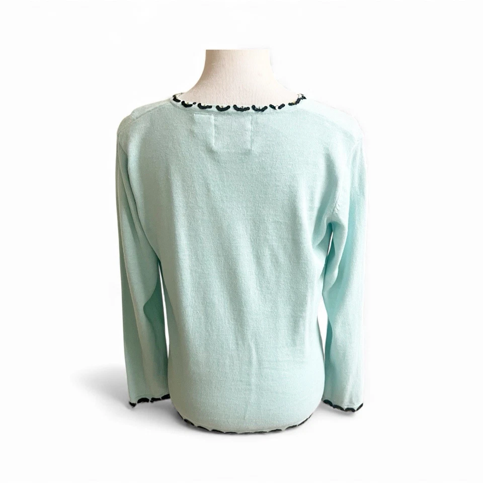 Suéter Storybook Knits para mujer lentejuelas apliques mariposa talla mediana azul azulado Foto 2 de 4