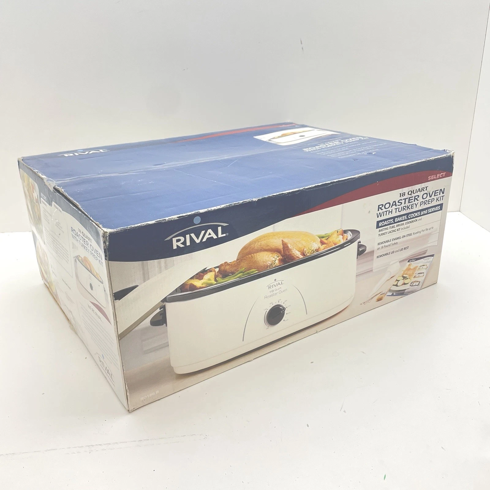 Rival Select 18 Qt Roaster Oven White w/Turkey Prep Kit Fits Up To 18Lbs Turkey