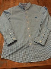NWT Men  s CHAPS Dress Shirt Button Down Medium Blue White Easy Care