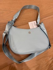 Lululemon City Essentials Small Shoulder Bag Light Blue with Zipper Accent