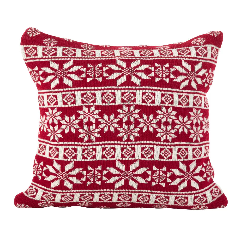 Saro Lifestyle Winter Snowflake Nordic Design Poly Filled Throw Pillow