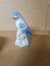 Vintage Porcelain Blue Bird on Stump Made in Japan 4inch