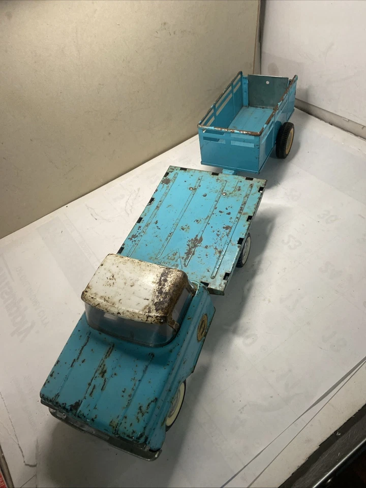 Vintage 1960s Nylint Ford Ranch Truck With Trailer Pressed Steel - Image 3 of 4