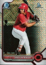 2022 Bowman Chrome Prospects Mojo Refractors #BCP-93 Braylin Minier Reds