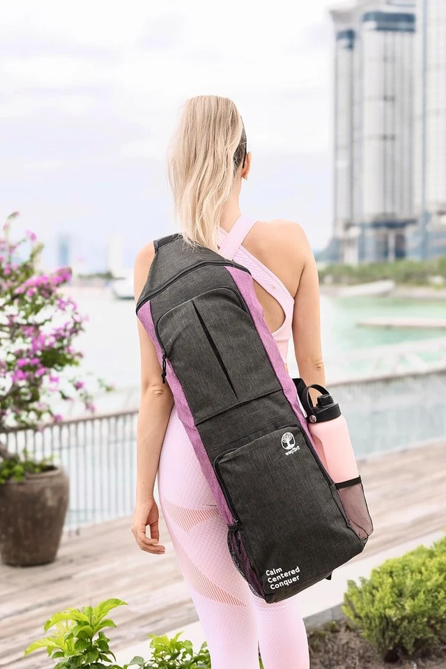 Elegante bolsa de esterilla de yoga con bolsillos grandes y portabotellas de agua - Diseño duradero Foto 4 de 4