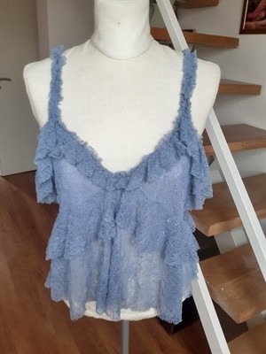 Spitzentop Fairy  Y2K  Style Zara Blau Dabenoberteil Gr L