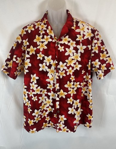 Royal Hawaiian Creations Men's Shirt Red Burgundy Yellow Short Sleeve XL FLOWERS