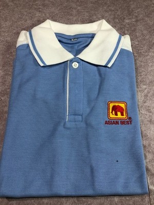 Asian best company promotional polo shirt. Blue with white collar size M New