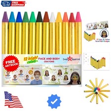 Face Paint Crayons - Non-Toxic Face Painting Kit for Kids and Adults - 12 Fac...