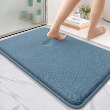 OLANLY Thick Memory Foam Bath Mat Rug 36x24, Extra Soft 36" X 24", Airy Blue