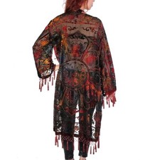 AUTUMN COLORS ARTDECO STEVIE NICKS STYLE VELVET MUCHA GYPSY BOHO DELUXE DUSTER
