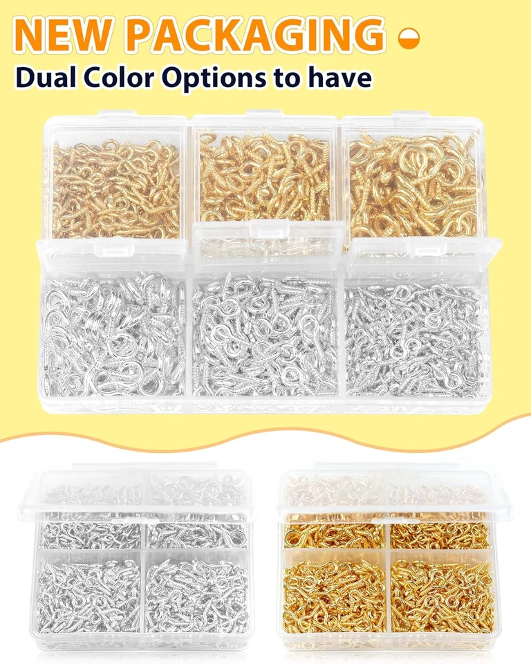 600 piezas pequeños pasadores de tornillo para hacer joyas y manualidades hágalo usted mismo, mini tornillos de ojal para  Foto 3 de 4