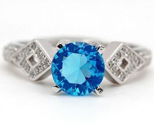 2CT Blue Topaz  Topaz 925 Solid Sterling Silver Ring Jewelry Sz 8 MK1-7