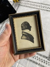 Antique Regency Silhouette Gentleman Hogarth Framed Bedside Picture 4x3”