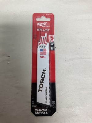 Milwaukee 6 in. 10 TPI TORCH Thick Metal Cutting SAWZALL Blades (5-Pack)