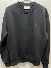 AMI PARIS Black Ami De Cœur Crewneck Sweatshirt Men’s Small Alexandre Mattiussi
