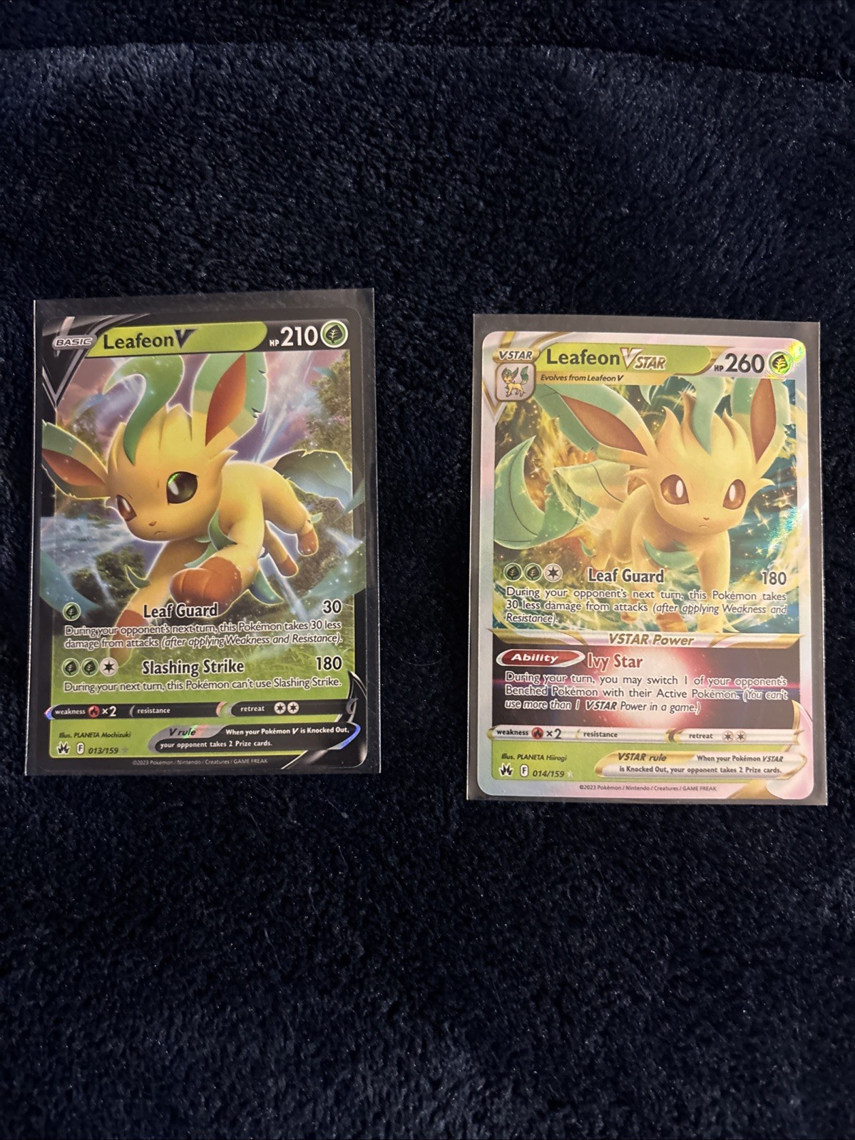 Leafeon VSTAR 014/159 And Leafeon V 013/159 Crown Zenith Pokemon TCG Cards NM