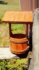 Vintage Folk Art Hand Crafted Wooden Wishing Well Small