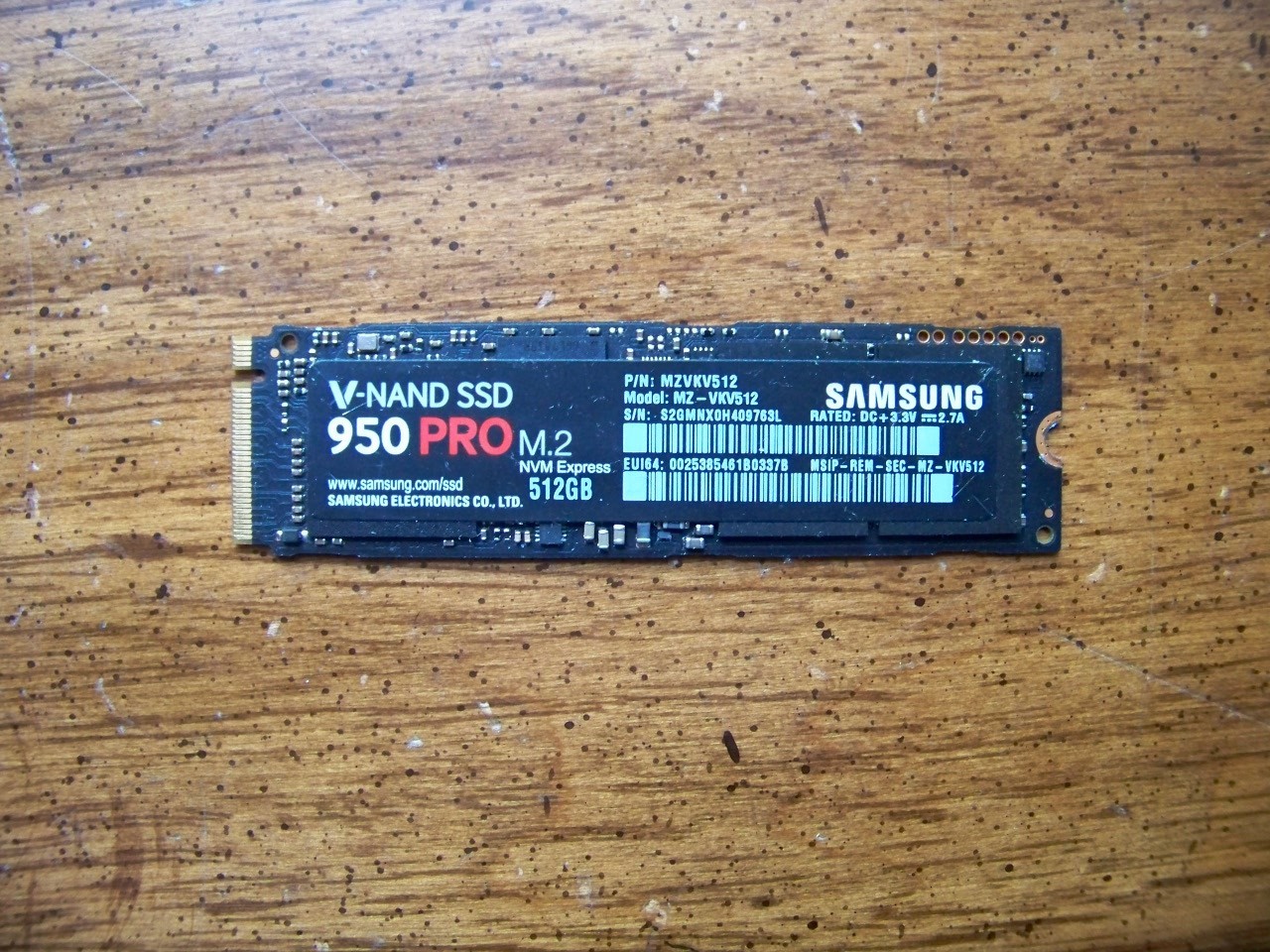 Samsung 950 Pro 512GB   m2.2280   Tests at 90% in GOOD shape!