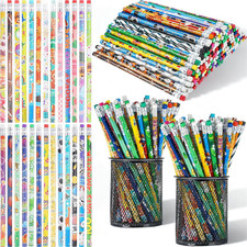 180 Pcs Colorful Wooden Pencils with Erasers, No.2 HB Multicolor Pencils Bulk fo