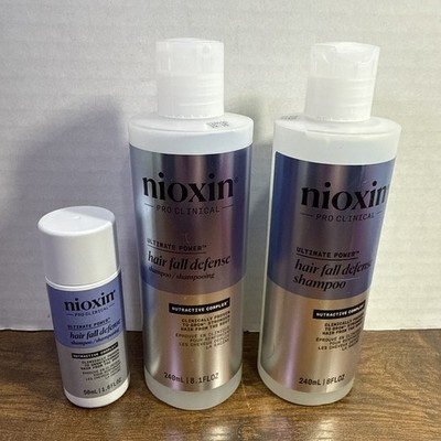 Nioxin Ultimate Power Hair Fall Defense Shampoo, 8 oz X2 Plus 1.6 Oz 3 TOTAL