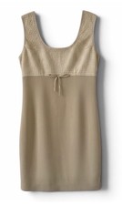 Light Tan Vintage Sleeveless Scoop Neck Silk Blend Shift Dress Size 4